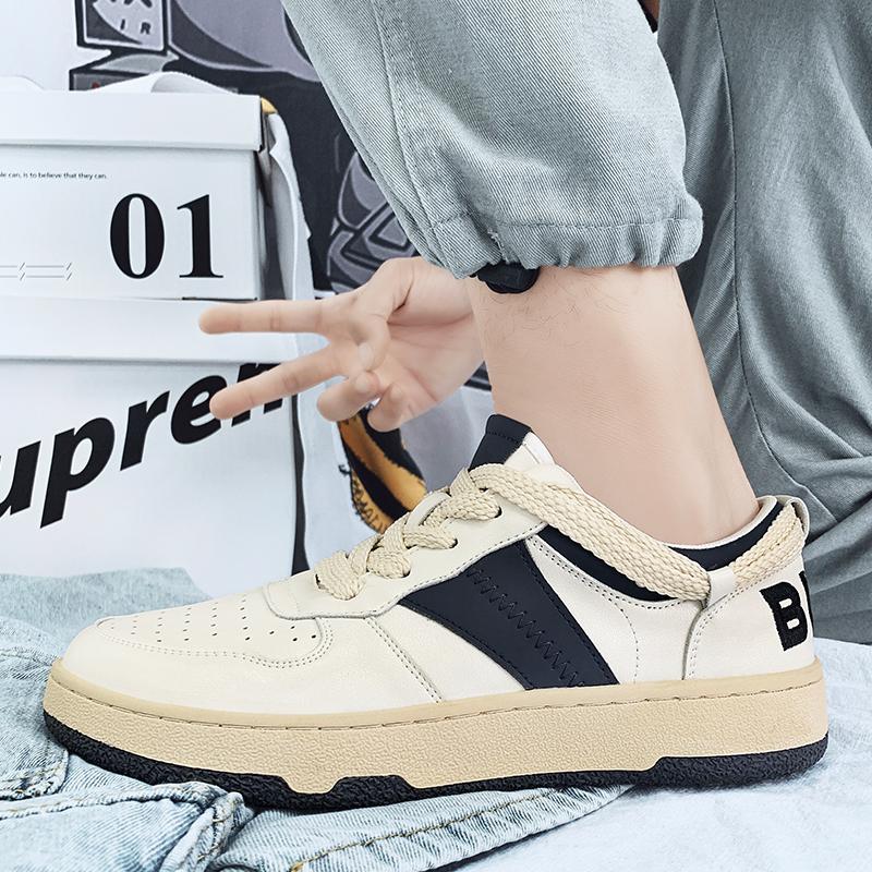 Sommer Allround Herren Freizeit Skateboard Schuhe Stoßdämpfend Abriebfest Bequeme Flache Schuhe Runde Zehenpartie Schnür-Sneakers