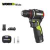 Worx WU135 12V Brushless Mini Cordless Drill/Driver (2-Battery Kit) CN plug (adapter included)