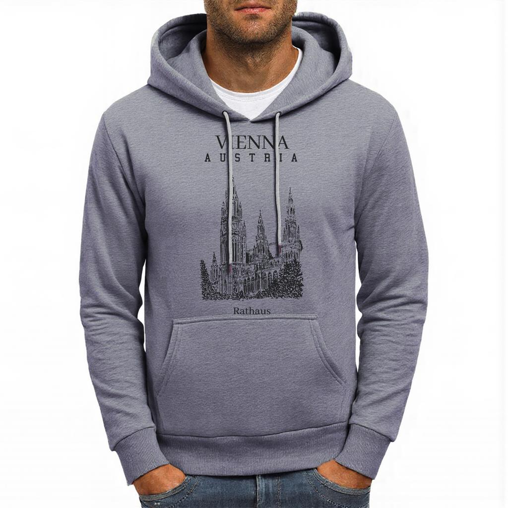 Vienna Austria Rathaus Printing Hoody Men Hip Hop Autumn Hoodies Pocket Fleece Sportswear All-Match Oversized Male Hoodie