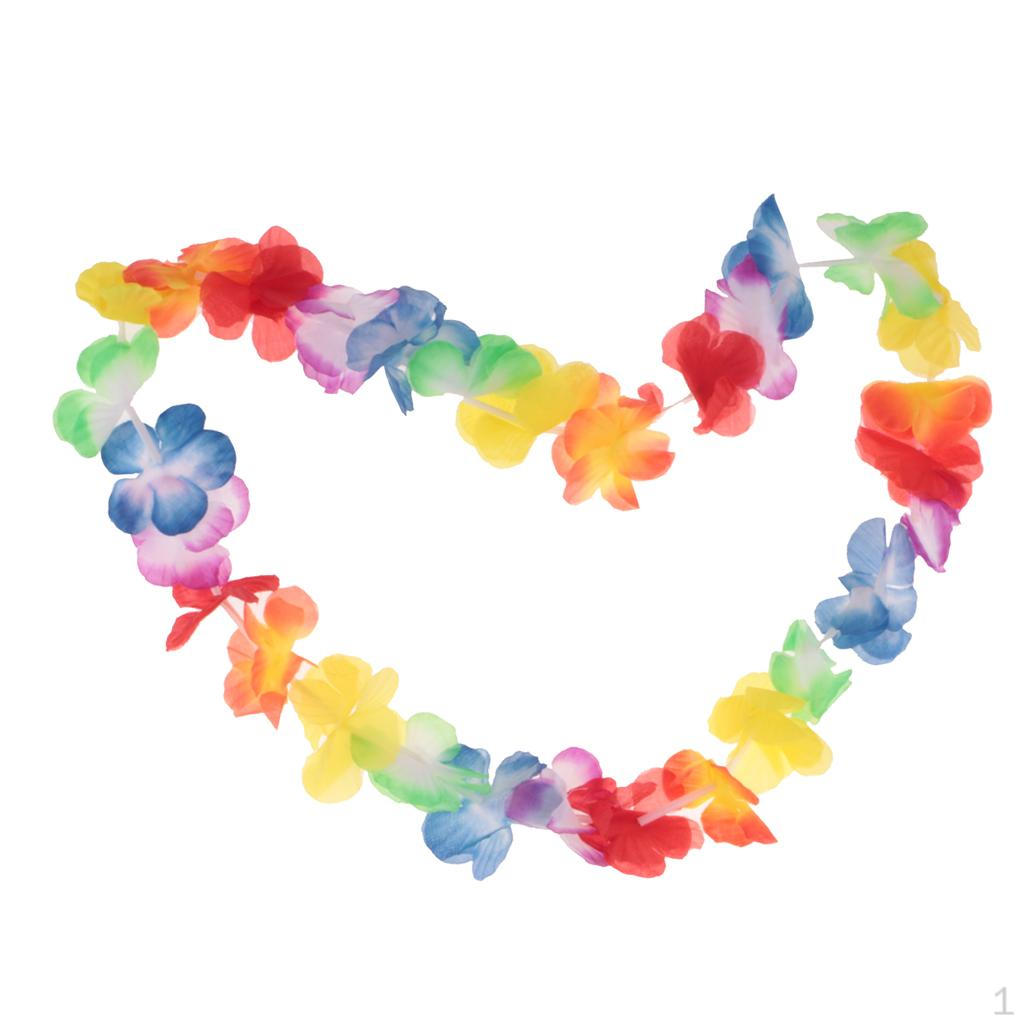 

Hawaiian Tropical Luau Flower Leis Garland Necklace Beach Party Decor Multi