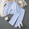 Girls' Autumn Casual Stripe Long-Sleeve Shirt & Pants Set 2025