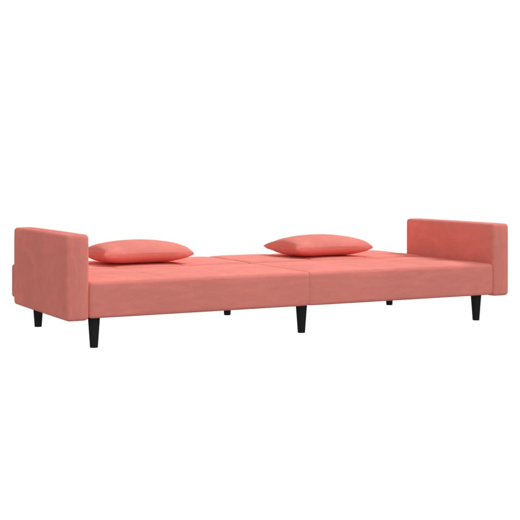 2 Seater Sofa Bed with 2 Pillows Pink Velvet