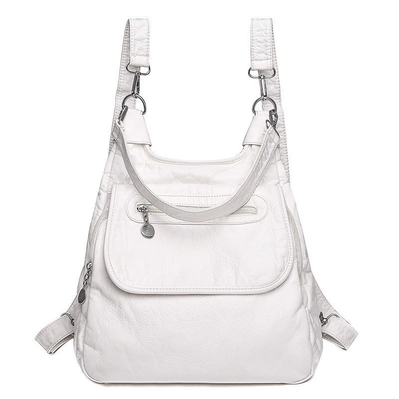 Damen Handtasche mit großer Kapazität aus gewaschenem weichem Leder, Umhängetasche, koreanischer Stil, vielseitiger Rucksack