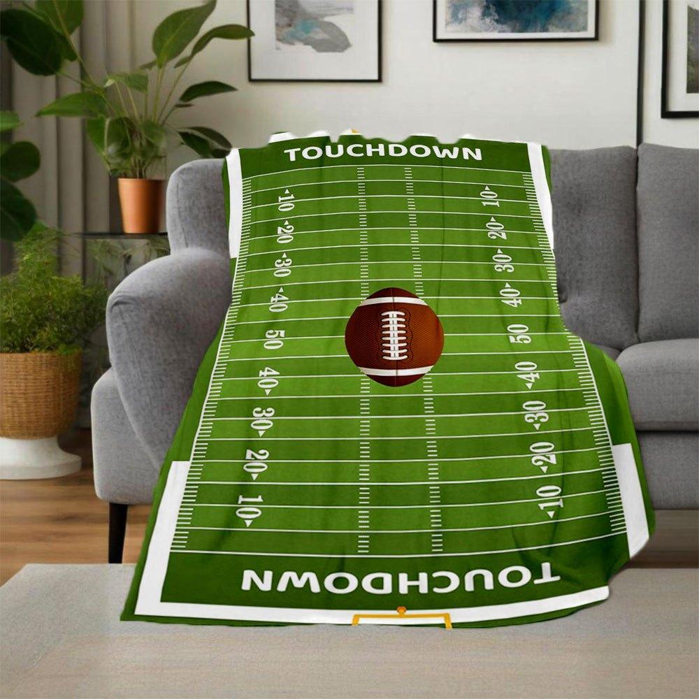 "Touchdown Football Field Wall Art Decor"Blanket Flannel Throw Blanket for Sofa, Bed, Travel, Camping, Office, Couch, Chair, And Bed Gift fo