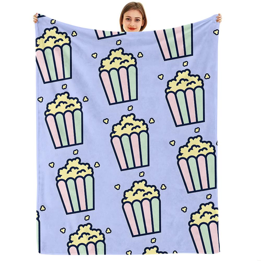 Pastel Pink Polka Dot Strawberry Cartoon Anime Print Flannel Blanket Soft Warm Throw for Kids Bedroom Sofa Christmas Office Car