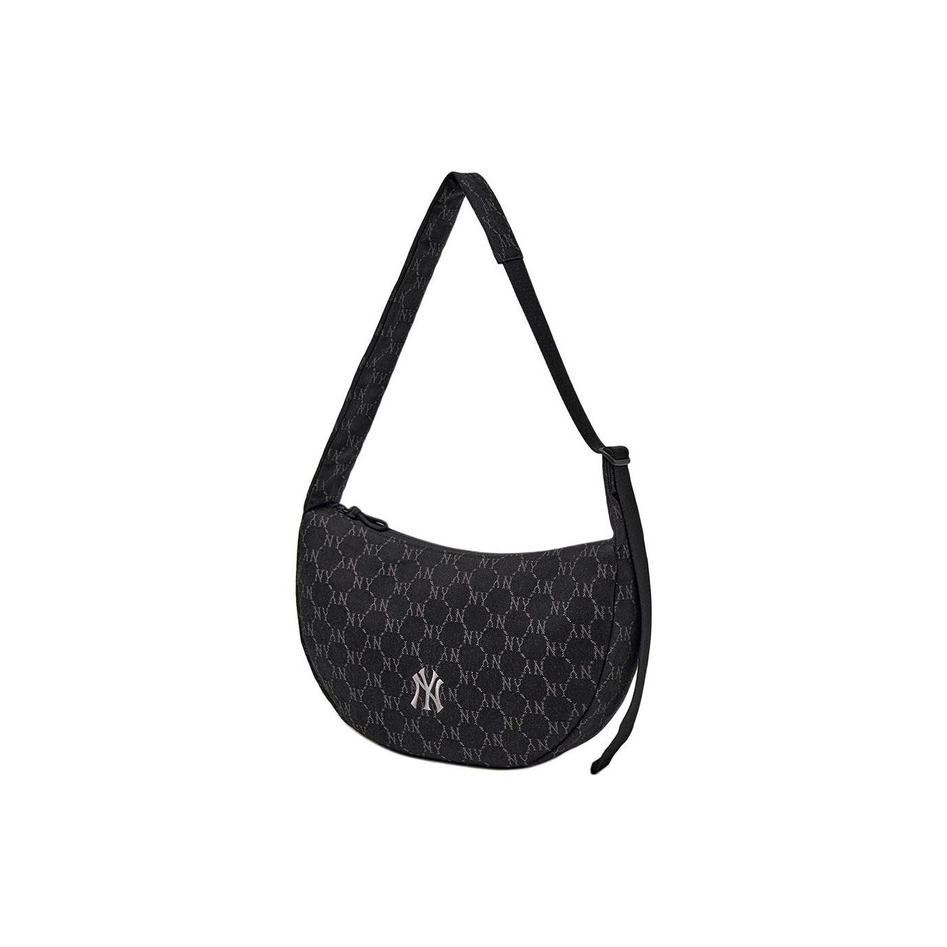 MLB New York Yankees 25FW Fashion Versatile Adjustable Diamond Old Flower Nylon Polyester Crossbody Shoulder Bag Unisex bags 3ACRMV45N Black,Basic Set (Bag)