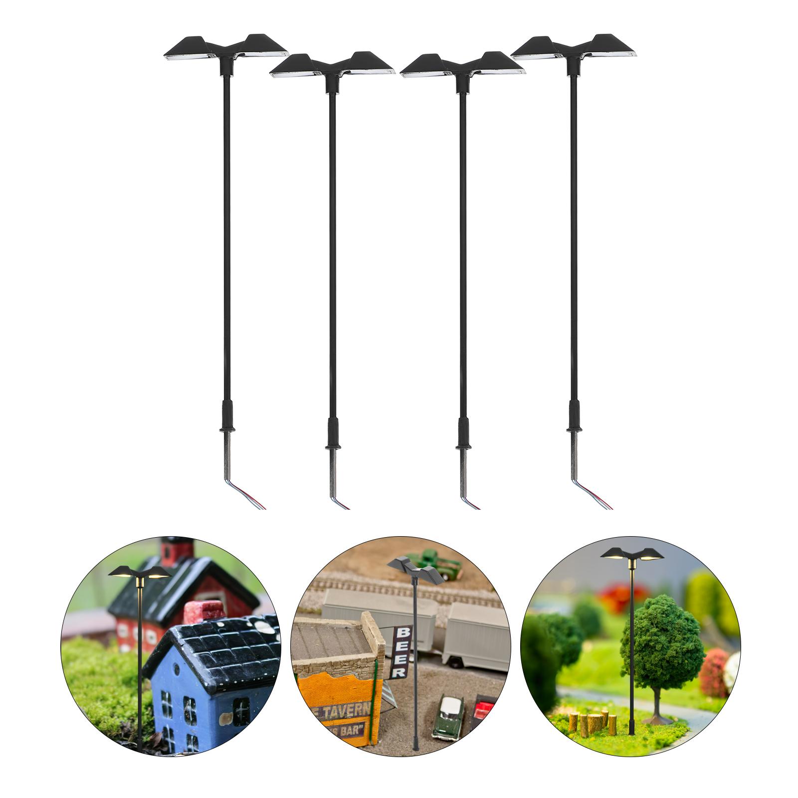 

4 шт. декоративный песочный стол архитектурная модель уличный фонарь миниатюрный сад стальная труба черные миниатюры парк ребенок чёрный