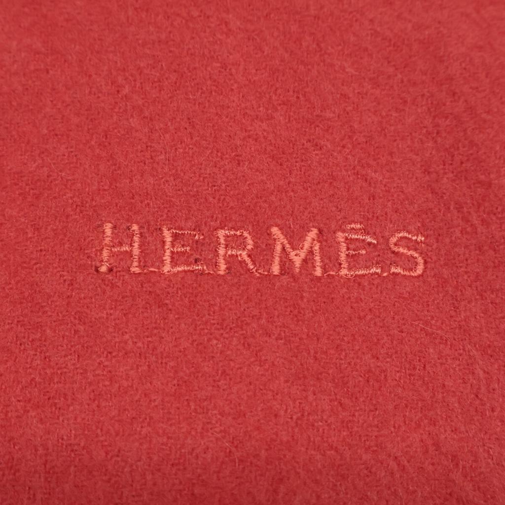 Hermes Cashmere/wool Fringe Scarf OrangeUsed