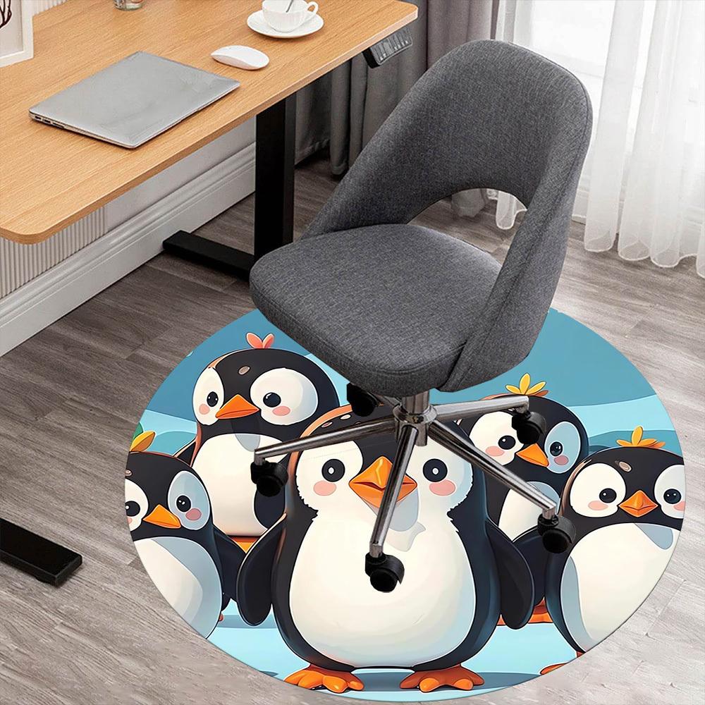 

1pc penguin circle Round Chair mat Area Rug - Non-Slip, Floor Mat for Office, Bedroom, and Indoor Decor c1118079 80cm by 80cm