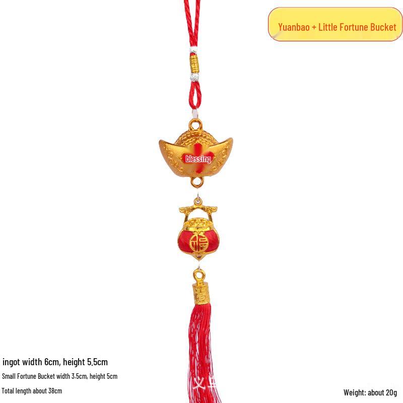 Lucky Gold Ingot Bonsai Pussy Willow Pendant - New Year Decoration