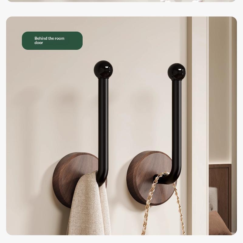 Ganci Murali Autoadesivi in Legno di Noce Robusti Senza Foratura per Bagno Camera da Letto Appendere Cappotti Asciugamani Borse