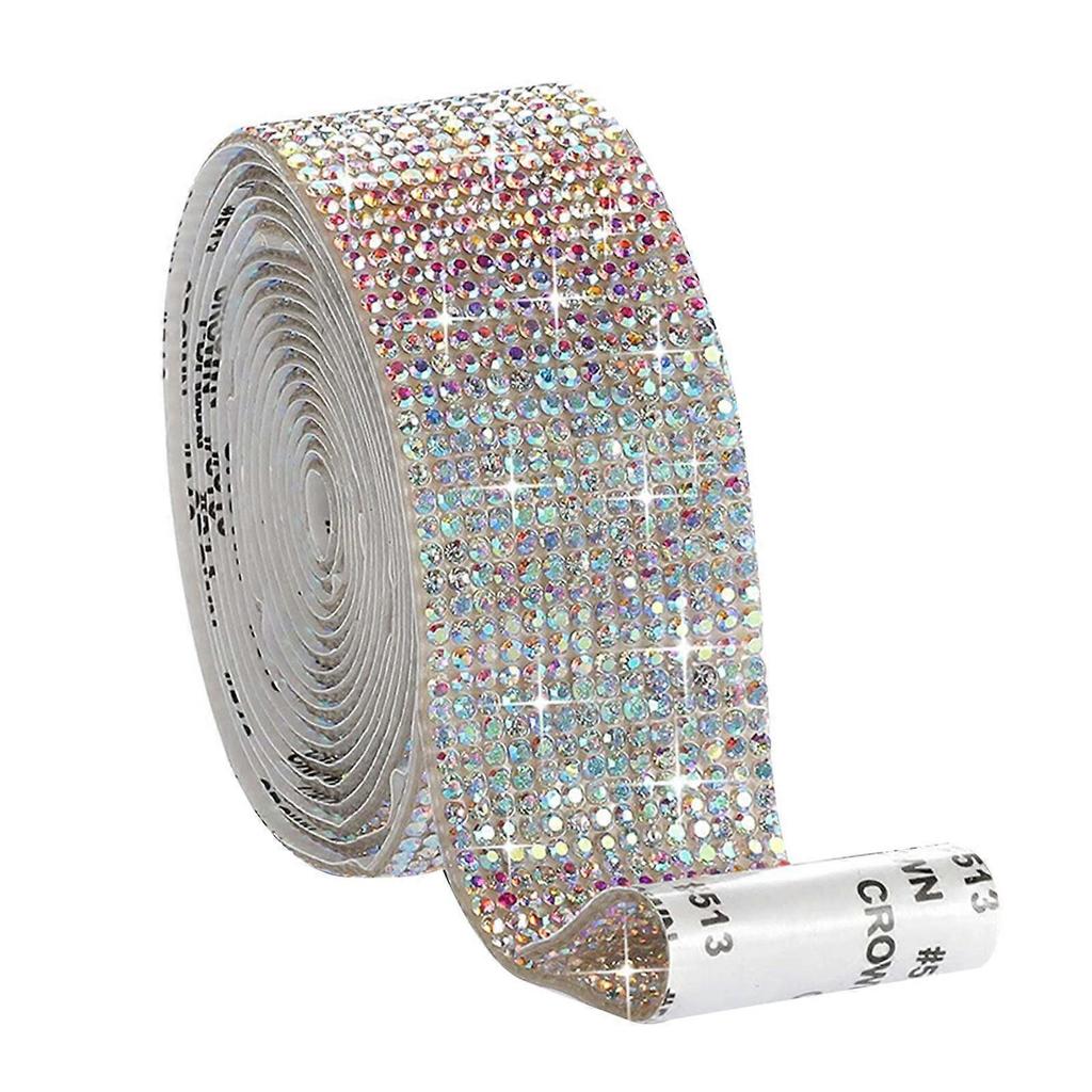 2xSelbstklebendes Kristall Strass Diamant Band DIY Aufkleber Mehrfarbig 1,4cm