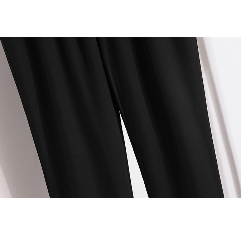 DIMANAF Summer 2025 Plus Size Women Loose High Waist Basic Elastic Pants Casual Trousers Long Wide Leg Pants