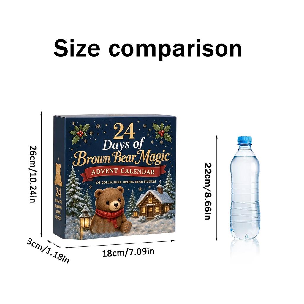 -Day Brown Bear Advent Calendar with 2D Hanging Ornaments for Christmas Countdown - Surprises