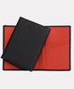 Matt Saffiano Cowhide Combination Passport Wallet Black + Red Orange