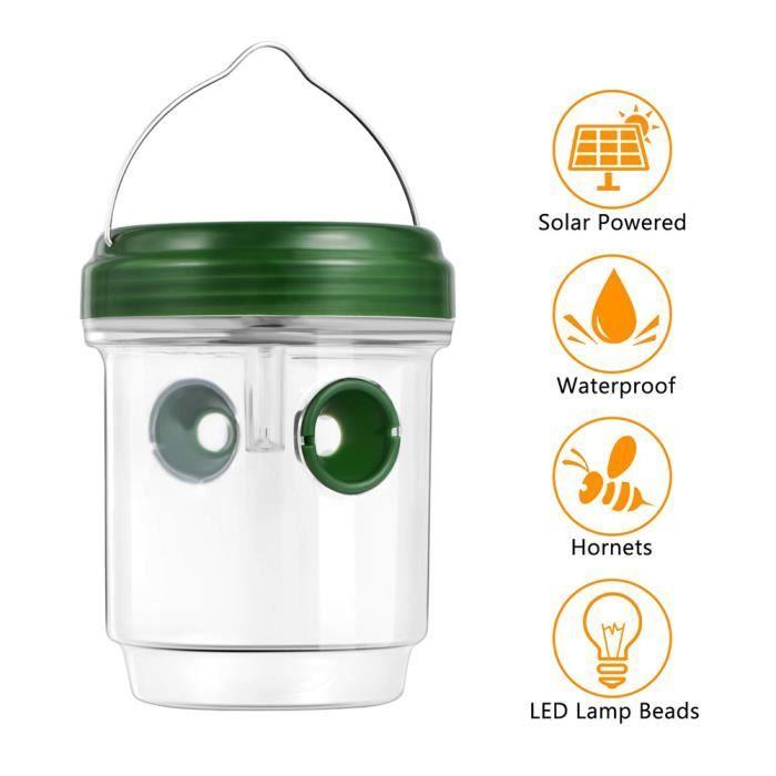 Piège à mouches solaire LED pour jardin, outil de capture d'insectes, drosophia, fruits, guêpes, répulsif Non