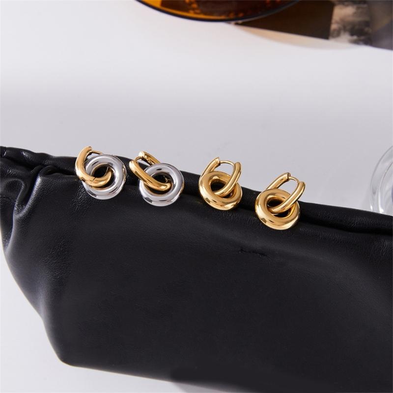 Elegant Double Hoops Earrings Stainless Steel Portable Jewelry For Women Gift