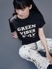 THE GREEN LAB Green Vibes Only Textured Lettering Short Sleeve T-Shirt [Black]