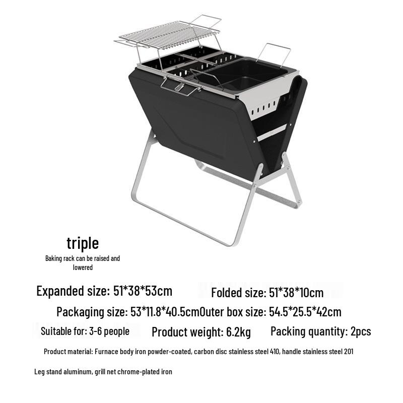 Portable Folding Outdoor Barbecue Grill & Utensils Set