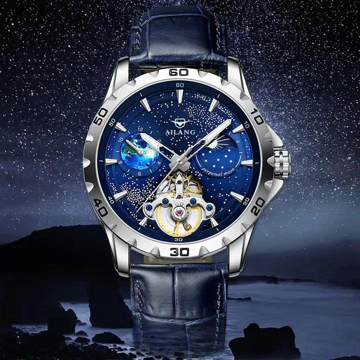 Ailang 8063 Automatic Mechanical Watch 2023 Hot Sale Men Luxury Galaxy Multifunctional Rubber Band Good Material