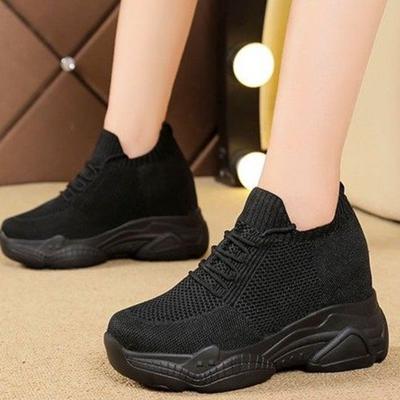 Platform Sneakers Dames Ademend Mesh Wedge Vetersok Schoen Vrouw Casual Schoenen Zapatos Mujer Herfst Gevulkaniseerde Schoenen Dames