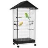 Standing Bird Cage Indoor Bird Aviary On Casters 2 Feeders 8 Perches 79 X 65 X 155 Cm Black Steel Wire