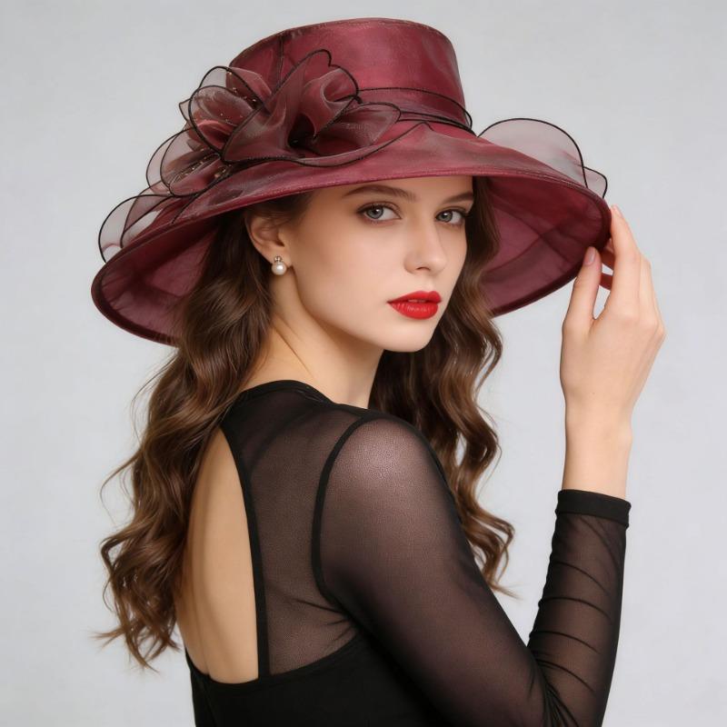Women S Organza Large Brim Sun Hat Elegant Sun Protection Hat