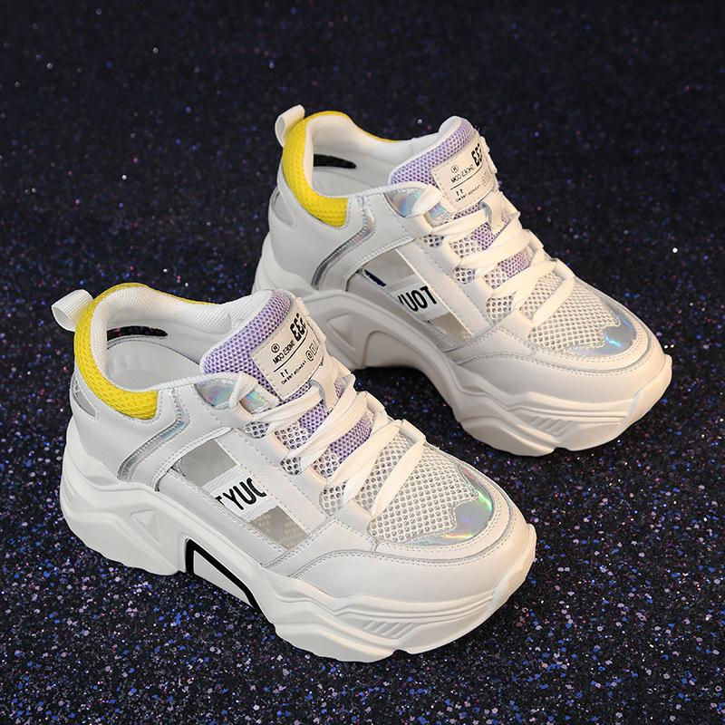 

Dad shoes new summer thick-soled inner height increase sports ins trendy shoes mesh breathable mesh shoes 34 жёлтый