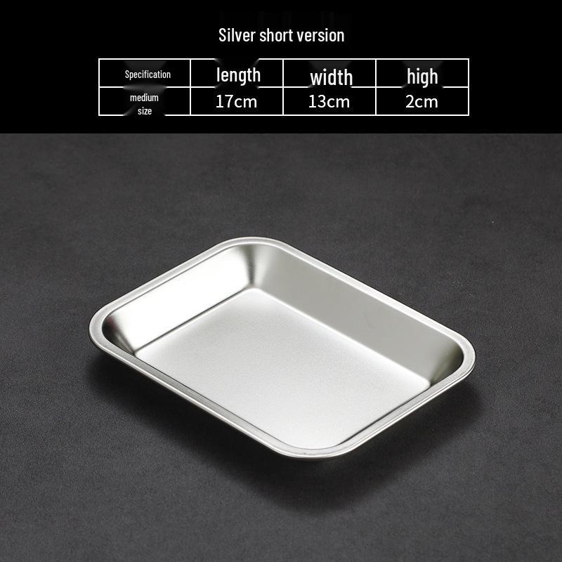Korean Style Stainless Steel Square Golden Tray: Barbecue, Dumplings, Fast Food, Snacks, Hot Pot, Vegetables.