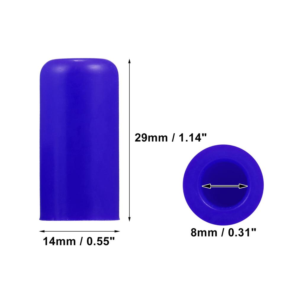 X AUTOHAUX 5pcs 8mm 0.31" Silicone Hose Cap Intake Vacuum Hose Tube End Plug Car Blue