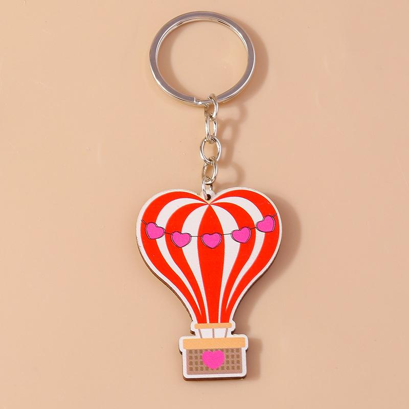 Romantic Wood Keychain Charms Love Heart Lip Keyrings Pendants for Women Girls Handbag Decor DIY Valentine's Day Key Chain Gifts