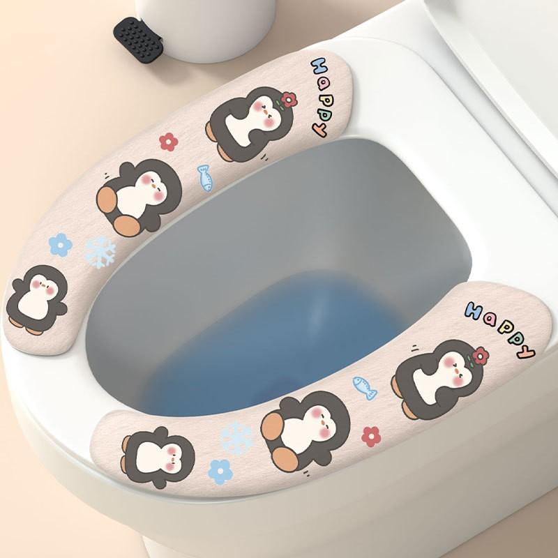Reusable Toilet Seat Cover Pad With Static Adhesion - Soft Plush Use Cartoon Print 1200pcs Bulk