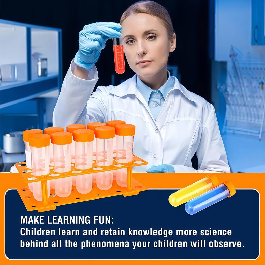 Large Test Tube Rack Set, Including Large Test Tubes, Silicone Droppers, Storage Racks, Plastic Tweezers, Convenient Plastic Scissors,