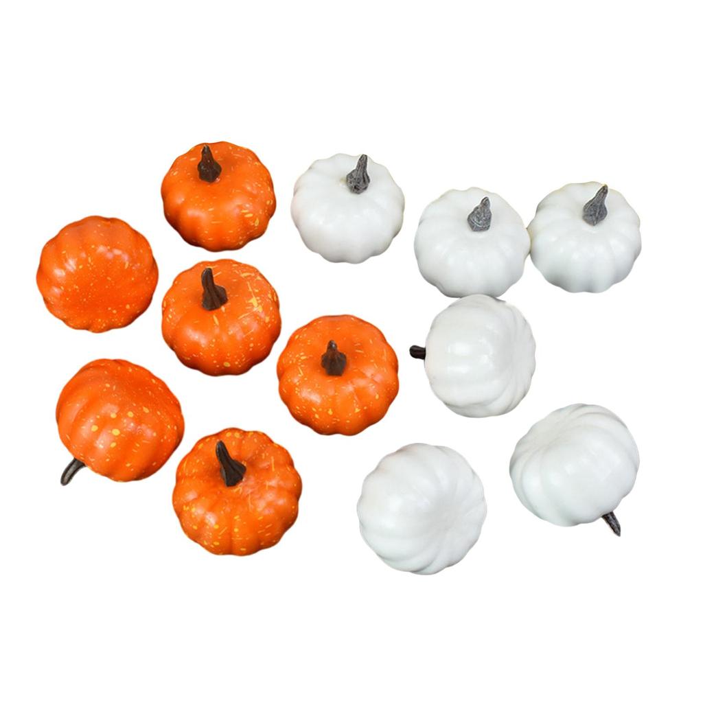12x Fake Pumpkins Model Artificial Vegetables for Halloween Kitchen Autumn