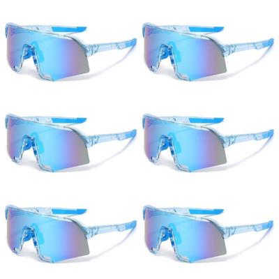 6PCS Men Sports UV400 Cycling Sunglasses Big Frame Bike Mountaineering Outdoor Bicycle Glasses Windproof Goggles