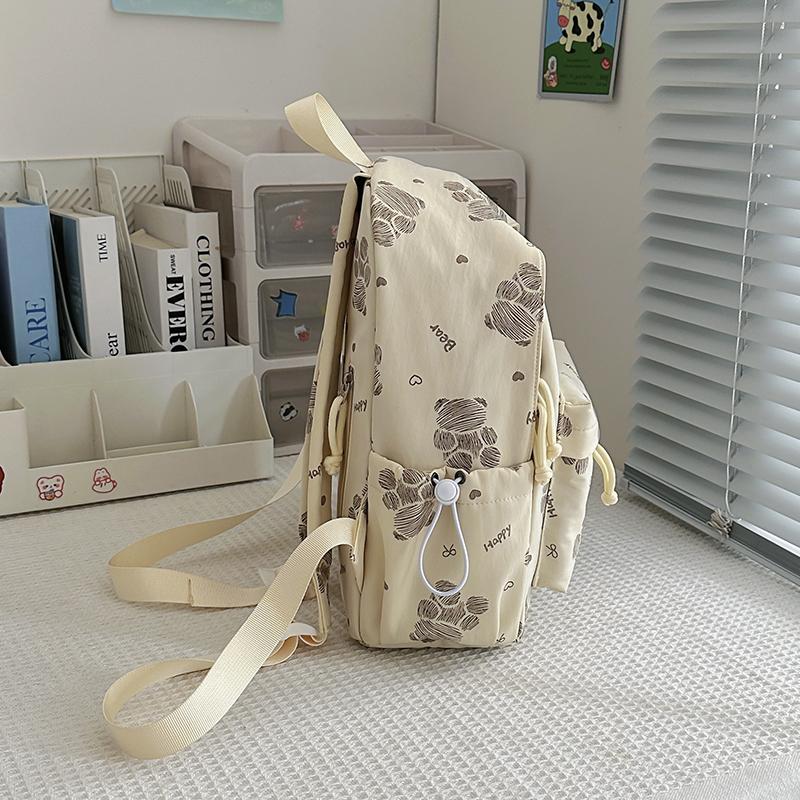 Women's Bear Printed Backpack Student's Lightweight Schoolbag