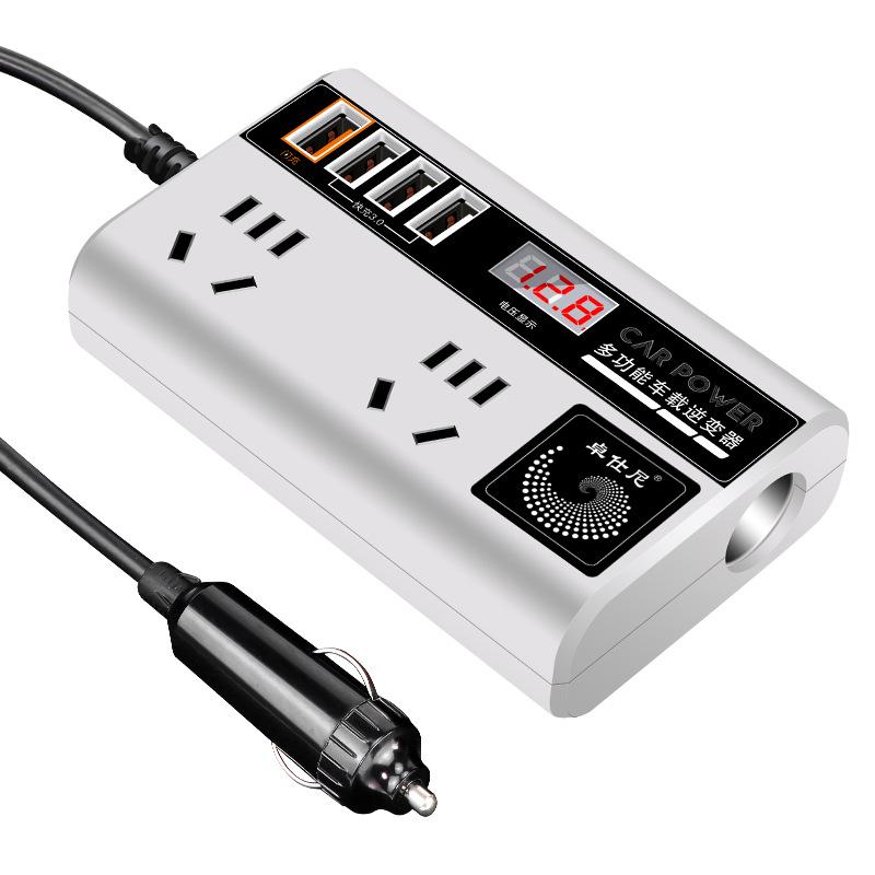 Universal Car Inverter: 12V/24V to 220V Power Converter & Phone Charger
