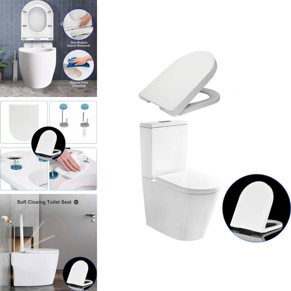 Universal White Toilet Seat Cover Soft Close Quick Install Durable Urea Resin Thick Design