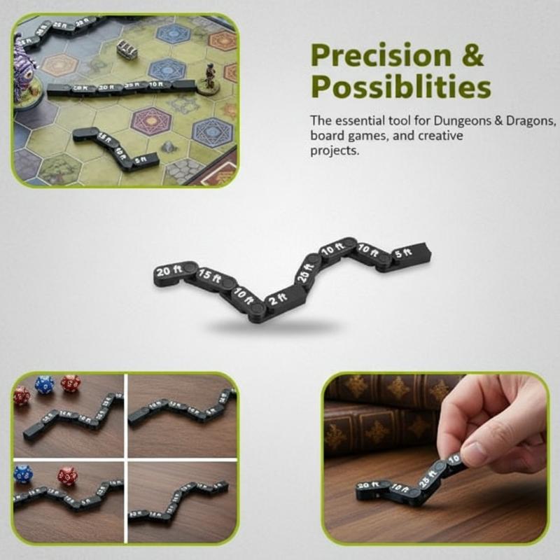 DND Tabletop Articulated Movement Ruler 8 Segment Flexible 12 Inch Battle  Tool for Dungeon Crawlers and Adventure Game Use