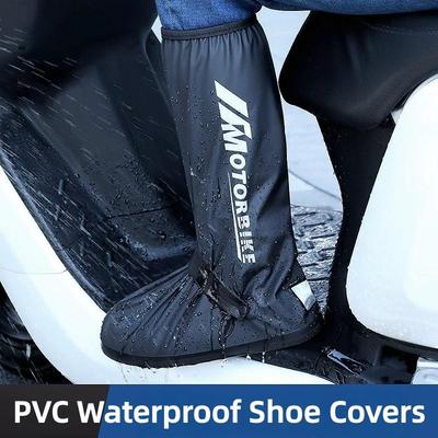 Vattentäta skoskydd i PVC Höga rör Reflekterande Återanvändbara Slitstarka Regnskydd för motorcykelstövlar