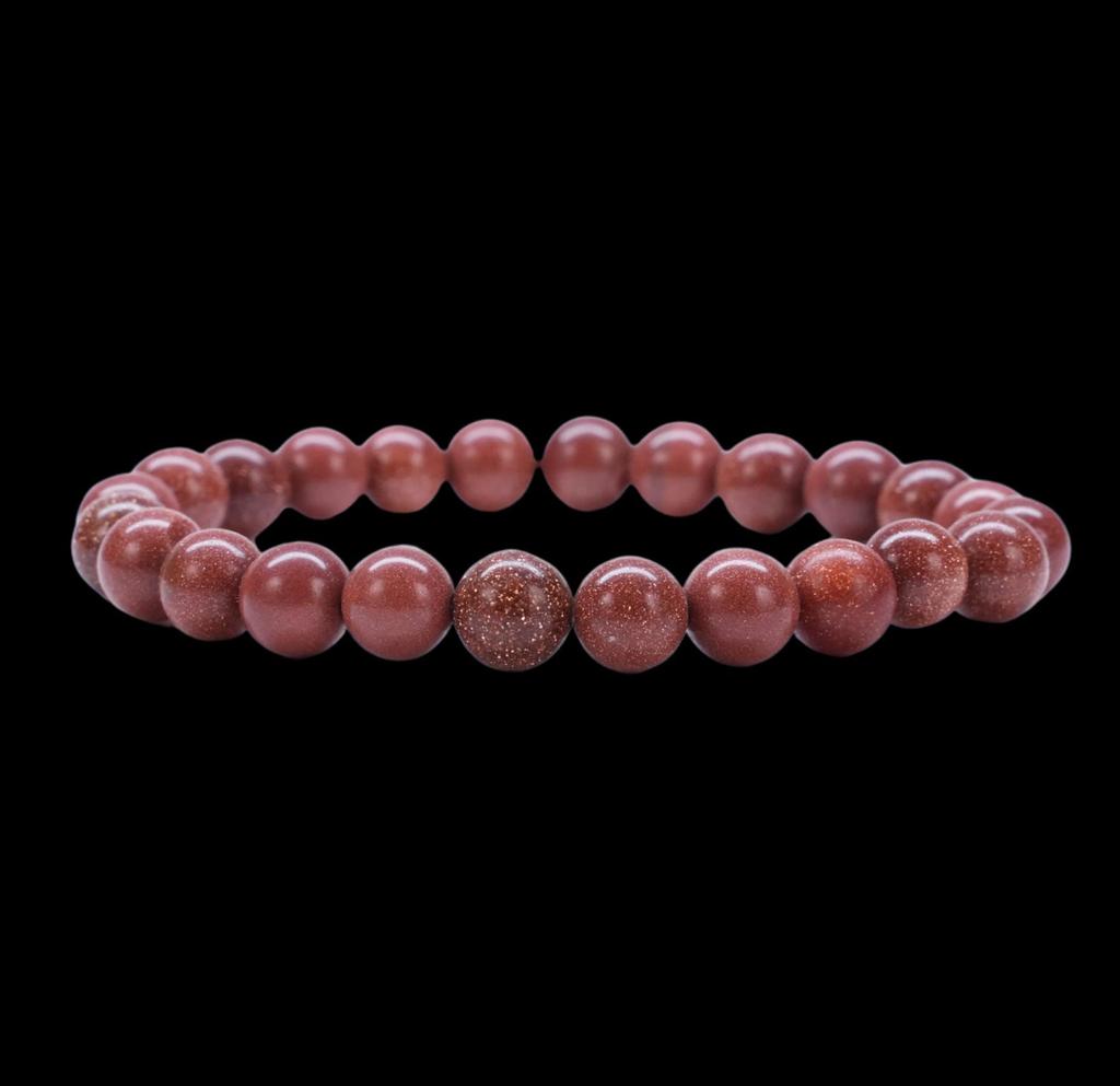 Roter Goldstein Energiearmband, Funkelnder Kristall für Motivation & Stärke, Heilperlenarmband für Männer & Frauen, Handgemachtes Geschenk für Ihn/ Sie