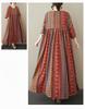 Printed Round Neck Shoulder with Sleeves, Large Swing Striped Dress for Women