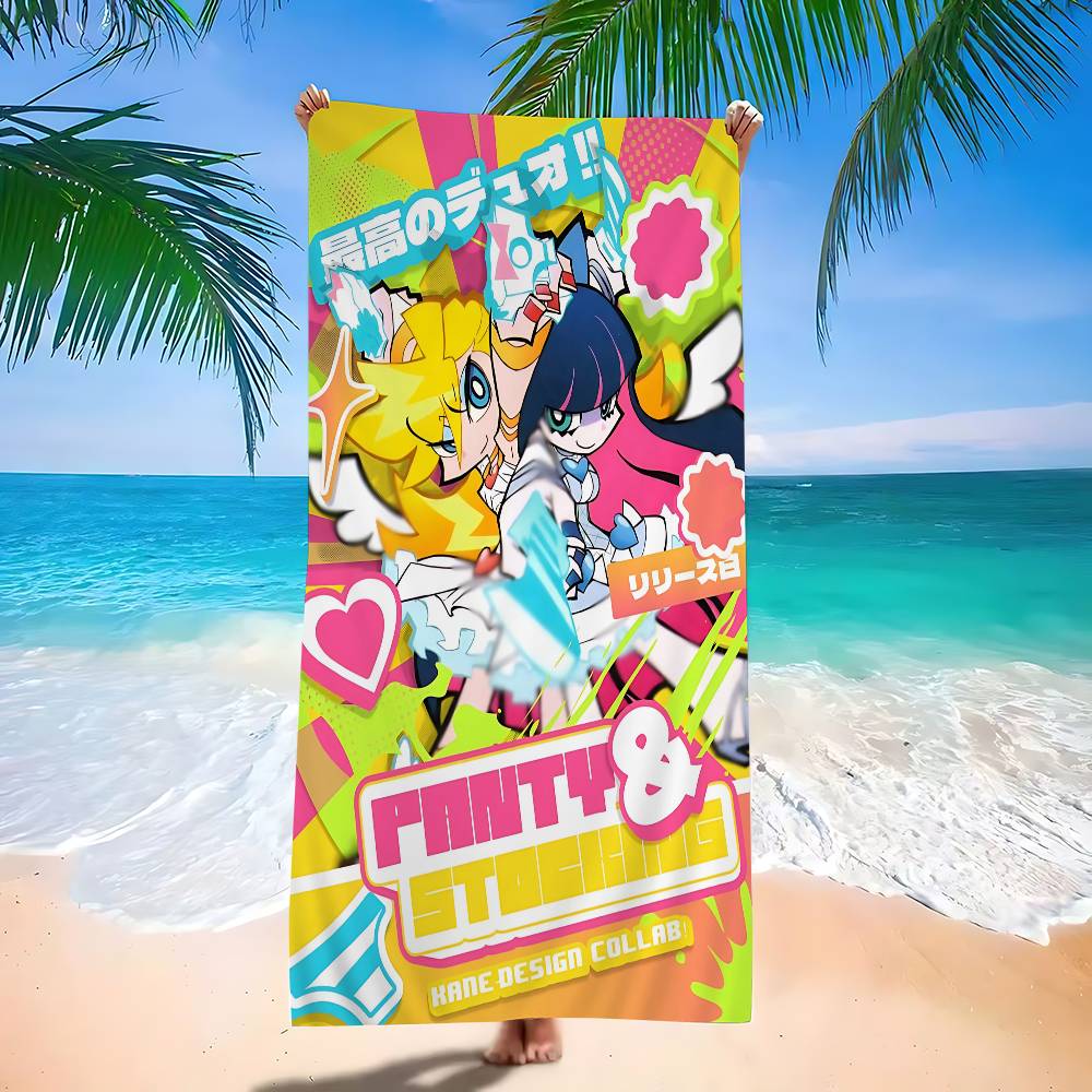 Anime P-Panty And Stocking Microfiber Blanket Quick Drying Beach Towels Oversized Printing Super Absorbent Pool Towel Blanket