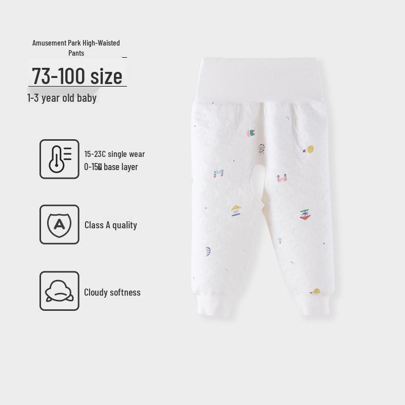 Boys' and Girls' Padded Winter Pants - Warm, High Waist, Open Crotch, Cotton for Belly Protection