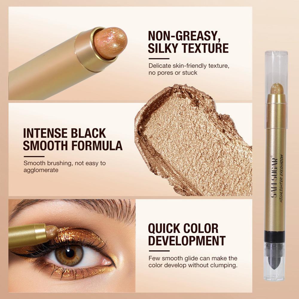 Two in One Metallic Eyeshadow Lip Gloss Waterproof Makeup Crayon High Color Payoff Shimmer Matte Dual Tip Beauty Pen