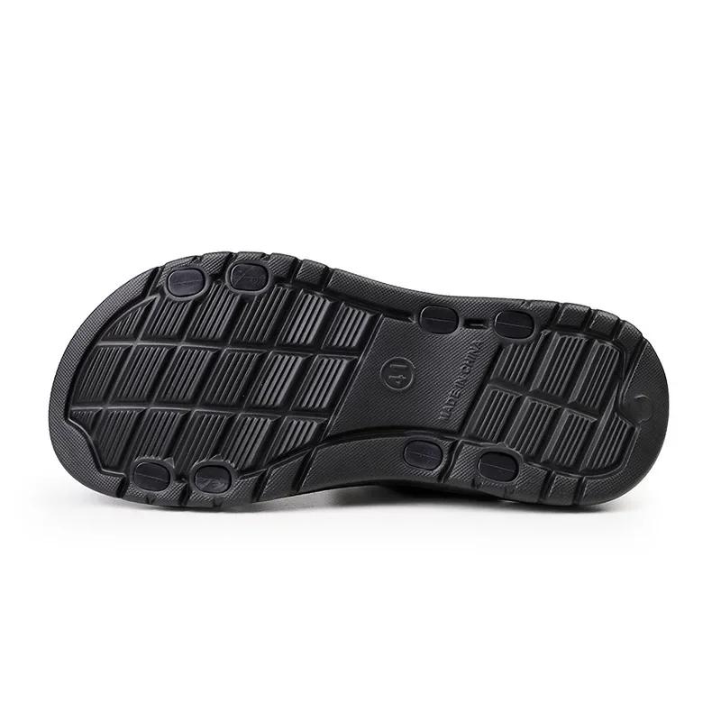 Fashion Summer Comfortable and Non slipSandals for Men Outdoor Casual Sport Leather Slippers  Breathable Beach Flip-Flop Garden Shoe