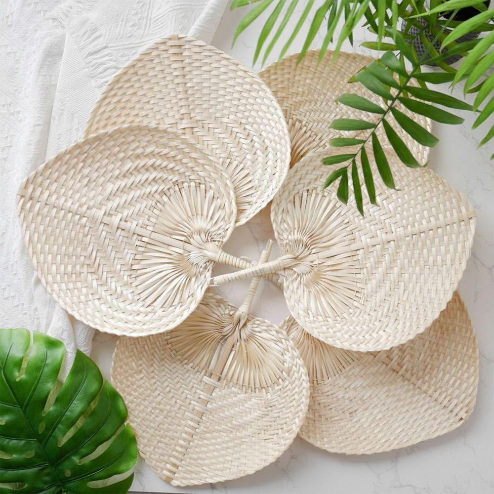 Lightweight Bamboo Fan Hand Weaving Summer Cooling Fan Guest Favors Palm Leaf Fan Summer Accessory