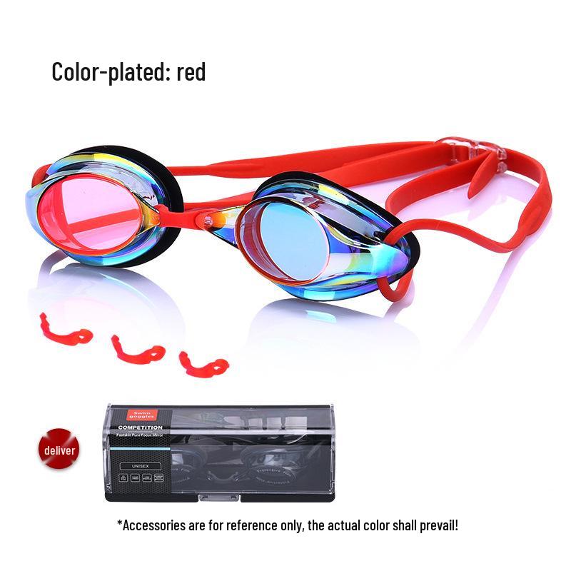 High-Definition Waterproof Anti-Fog Color-Plated Racing Swimming Goggles