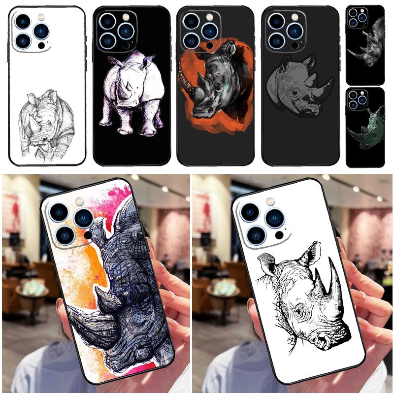 Rough Rhinoceros Rhino Beast Phone Case For iPhone 17 Pro Max 11 14 15 16 Pro Max Plus 13 12 Mini 16e 17 Air Back Cover