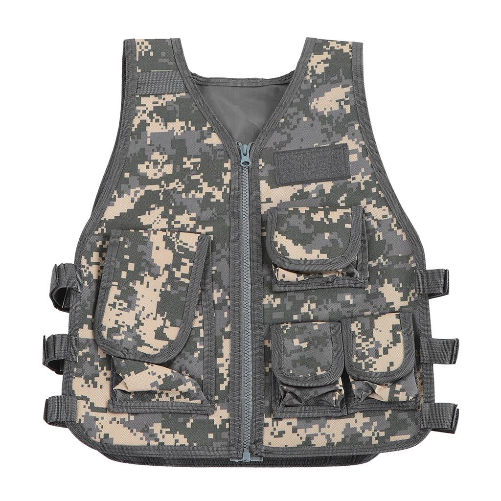 Kids Outdoor Vest Children Camouflage Jacket Vest with Pockets for Games Training L 48cm 18.9in